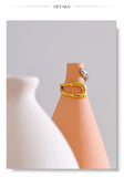 18K Gold Plated Stainless Steel Geometric Hollow Adjustable Double Colour Geometric Ring