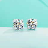 Sparkling Real D Colour Moissanite Diamonds Stud Earrings - Sterling Silver 4 Claws Earring for Women Fine Jewellery - The Jewellery Supermarket