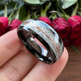 Arrow And White Meteorite Inlay 8MM Multicolor Tungsten Wedding Men Women Rings