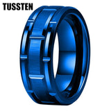 New Arrival 8mm Brick Pattern Brushed Mens Tungsten Carbide Ring - Popular Wedding Jewellery - The Jewellery Supermarket