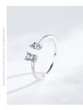 Fashion 925 Silver Sparkling Geometric AAAA Lab Created Diamond Opening Rings
