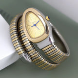 Latest Fashion Snake Design Luxury Gold Colour Stainless Steel Quartz Watches for Women Waterproof Elegant Jewellery