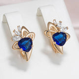 New Delightful 14K Filled Rose Gold Dark Blue AAA Zircon Crystal Drop Earrings For Women - Trendy Jewellery