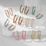 14 Karat Rolled Gold Oval Multicolor AAA Zircon Crystals Long Drop Luxury Earrings