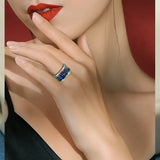 Wide Face Enamel Colourful Lotus Adjustable Open Style Retro Ethnic Handmade Ring