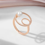 14K Rolled Gold Pearl Round Luxury Ethnic Daily Fine Rings For Women - Fine Jewellery