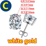 Princess Cut 0.5, 1, 2CT Moissanite Diamonds Rhodium Plated Silver D Color Stud Earrings