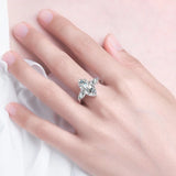 3 Stone 3 Carat D Colour Marquise Cut Moissanite Diamond Ring S925 Silver Wedding Engagement Certified Jewellery