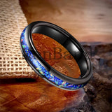 True Blue Galaxy Opal Inlaid Dome Polished 4MM 6MM 8MM Tungsten Men Women Rings