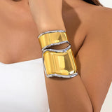 Vintage Geometric Exaggerated Punk Mix Colour Irregular Wide Cuff Open Metal Bangles Bracelets for Women