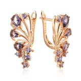 Graceful 14K Filled Gold Purple AAA Zircon Crystals Butterfly Drop Earrings