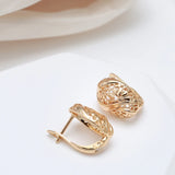 14K Gold Filled Geometric Oval Flower Twist Fashion Gothic Jewellery Retro Earrings
