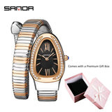 New Light Luxury Serpentine Quartz Rhinestone Embellished Bracelet Watch