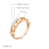 Awesome Sparkling Filled 14K Rose Gold AAA Zirconia Diamonds Chain Ring For Women - Party Wedding Jewellery