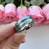New Deer Antler Opal Stepped Special Brushed Finish Tungsten Ring for Men Women