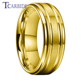 Grooved Stepped Finish 4 Colors 8mm Men Women Tungsten Satin Wedding Rings