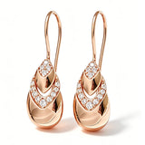 14K Gold Filled Unusual Glossy AAA Zircon Diamonds Long Drop Trend Geometric Earrings