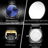 New High Quality Waterproof Fashion Genuine Leather Strap Quartz Wristwatches Luxury Calendar Mens Wristwatches