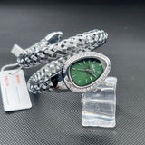 Luxury Lab Diamond Inlaid Gold Snake Braided Bangle Bracelet Ladies Watch