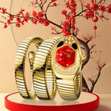 Elegant Ladies' Red Snake Shaped Strap, Personalized and Elegant High-End Quartz Watches - Perfect Gifts