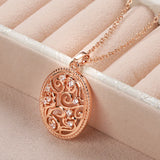 Excellent Hollow Flower 14K Rolled Rose Gold AAA Zircon Diamonds Vintage Style Fine Jewellery Daily Necklace