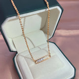 Modern Fashion Filled 14K Rose Gold AAA Zircon Diamonds Square Pendant Necklace - Daily Fine Jewellery