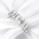 Stunning 3*5mm 0.5CT Emerald Cut Moissanite Diamonds 1/2 Eternity Rings for Women 925 SilverJewellery with GRA