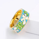 New Fresh Green Handmade Enamel Irregular Pattern Womens Ring Party Jewellery