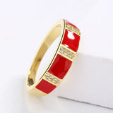 Classic 18 KGP Red Drip Simple Handmade Enamel Party Ring Wedding Jewellery