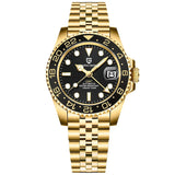 Popular Luxury Brand Left Crown Men Mechanical Wristwatches 100M Waterproof Sapphire Glass PD-1662 GMT Watch for Men