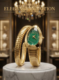 High Quality Gold Diamond Set Snake Shaped Dress Watch Bangle Unique Brand Watch