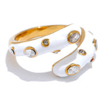 18K Gold Plated Multicolour Enamel AAA Zircon Diamonds Stainless Steel Adjustable Ring