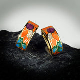 Exquisite Silver Handmade Enamel Coloured Zircon Diamonds Flowers Earrings