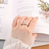 2MM Round VVS1 D Colour Moissanite Diamond Silver 925 Flower Half Eternity Rings