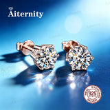 Top Sparkling 0.5-2 Carat D Colour Moissanite 925 Sterling Silver Stud Earrings