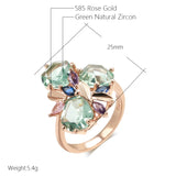 Mosaic Design Unique Green AAA Zircon Crystal 14K Rolled Gold Ring Vintage Jewellery