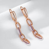 14 Karat Rolled Gold Purple AAA Zircon Diamonds Tassel Dangle Earrings Fine Jewellery
