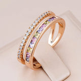 Captivating Rolled 14K Rose Gold AAA Zircon Diamonds Stackable Band Ring - Fashion High Quality Daily Jewellery