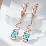 Romantic 14K Gold Filled Blue AAA Zircon Crystals Luxury Dangle Earrings