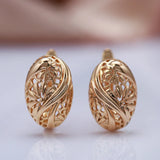 14K Gold Filled Geometric Oval Flower Twist Fashion Gothic Jewellery Retro Earrings