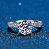 Amazing 100% Real Moissanite With Pave Band 2CT 925 Sterling Silver Diamond  Engagement Wedding Dream Bridal Rings