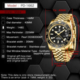 New PD-1662 V5 Men Mechanical Watches Luxury Ceramic Bezel Automatic Watch 100M Waterproof GMT WristWatch for Men