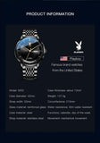 Top Brand Luxury Mechanical Watch for Men - Grey Dial Stainless Steel Waterproof Date Week Automatic WristWatches