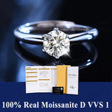 S925 Silver D VVS1 100% Real Moissanite Ring Adjustable Size Pass Diamond with GRA Certificate 18K Plating Rings