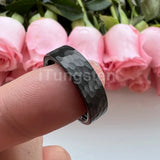I Love You Stamped 6mm 8mm Tungsten Hammer Ring for Men Women  Comfort Fit