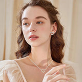 Charming Heart Shape 18KGP Moissanite Diamonds Jewellery Set for Women - Silver Necklace Stud Earrings - The Jewellery Supermarket