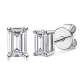 Fabulous 1-2ct D Colour VVS1 5*7mm Rectangle  Moissanite Diamond Stud Earrings - 925 Sterling Silver Fine Jewellery