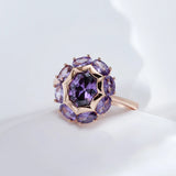 14 Karat Gold Filled Unusual Sparkling Oval Purple AAA Zircon Crystal Rings for Women