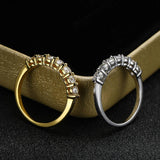 18K Gold Plated D Colour 3mm 7-Stone Eternity Moissanite Diamonds Rings S925 Silver Lab Diamond Fine Jewellery