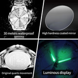 Elegant Fashion Luxury Brand Original Stainless Steel Waterproof Calendar Luminous Quartz New WristWatches